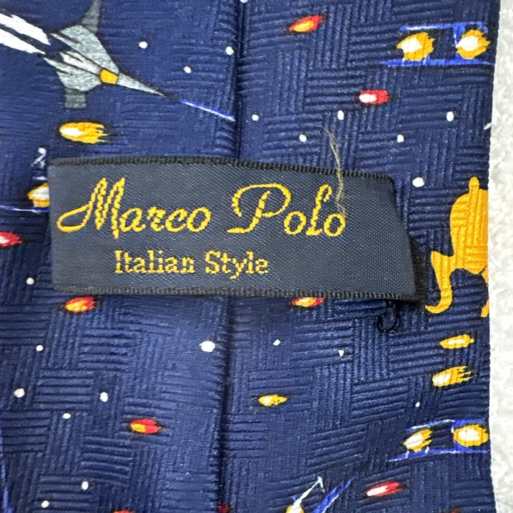 Marco Polo Italian Style Tie Santa In A Spaceship With Reindeer - Picture 3 of 3